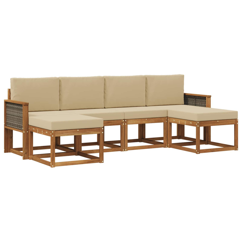 Ensemble de canapés d'extérieur 6 pcs naturel et beige