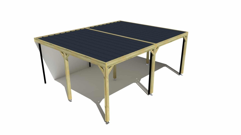 Carport bois • 6m x 5m • adossée • sens largeur • livraison comprise