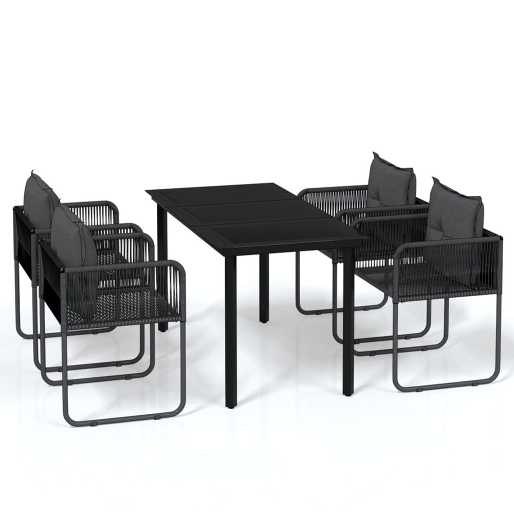 Ensemble à manger de jardin 5 pcs noir