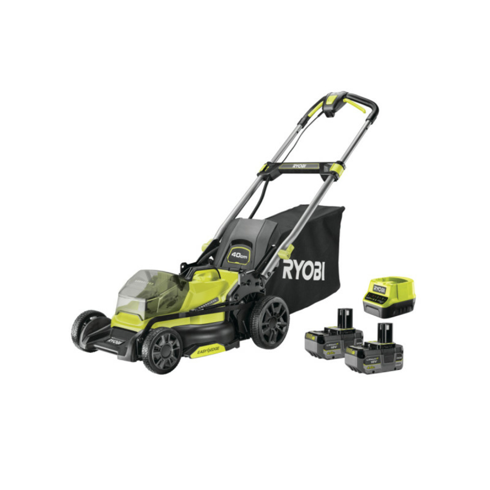 Tondeuse poussée ryobi 18v brushless - coupe 40cm - 2 batteries 4,0ah - 1 chargeur rapide - ry18lmx40c-240