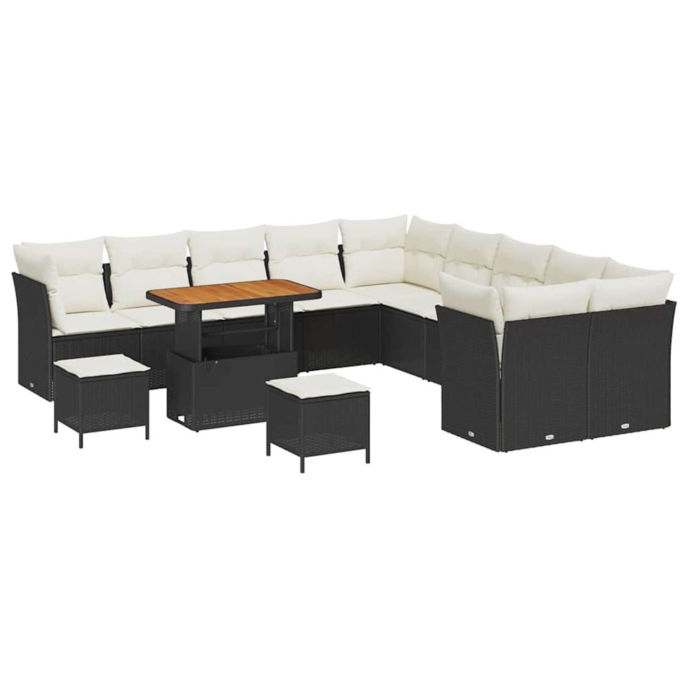 Ensemble de canapé de jardin 13 pc noir polyrotin