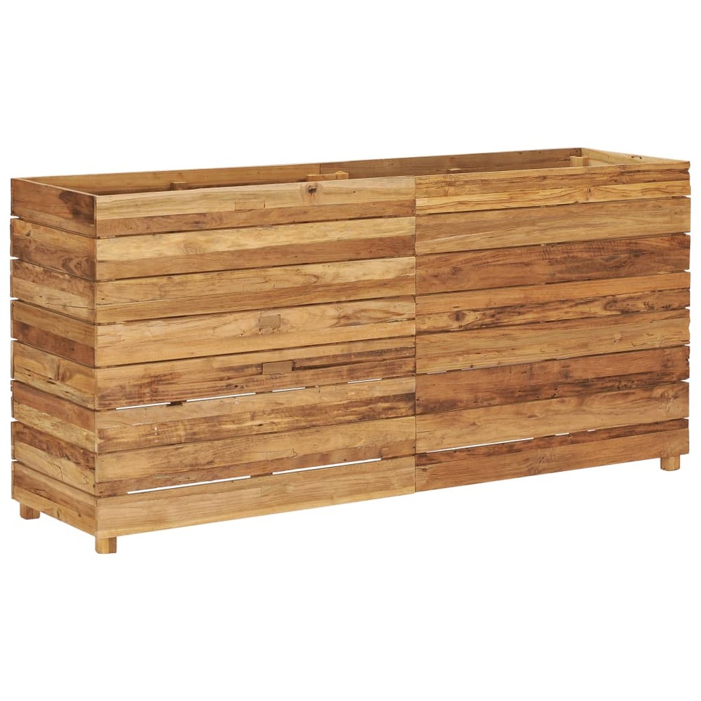 Jardinière lit surélevé plantes fleurs jardin 150 x 40 x 72 cm bois de teck recyclé et acier