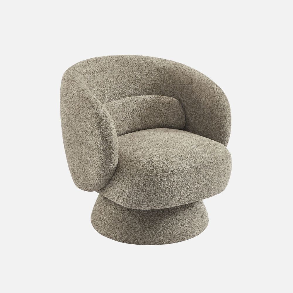 Fauteuil pivotant, rotatif 360° en tissu avec coussin - l 76 x p 76 x h 76,5cm - elias
