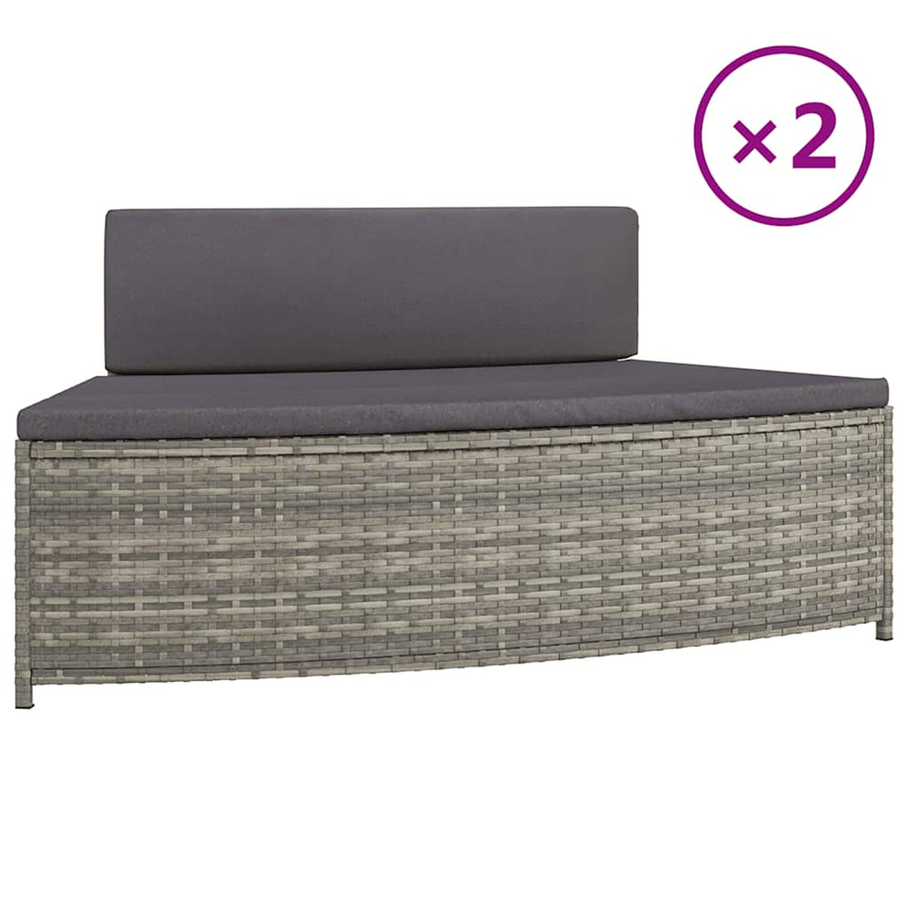 Bancs de spa avec coussins lot de 2 gris résine tressée