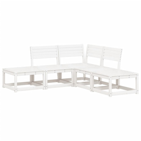 Salon de jardin 5 pcs blanc bois massif de pin