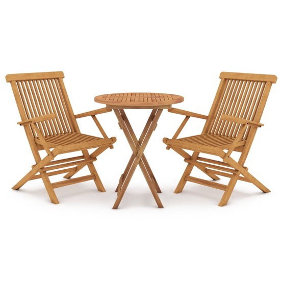 Ensemble à manger de jardin 3 pcs bois de teck massif