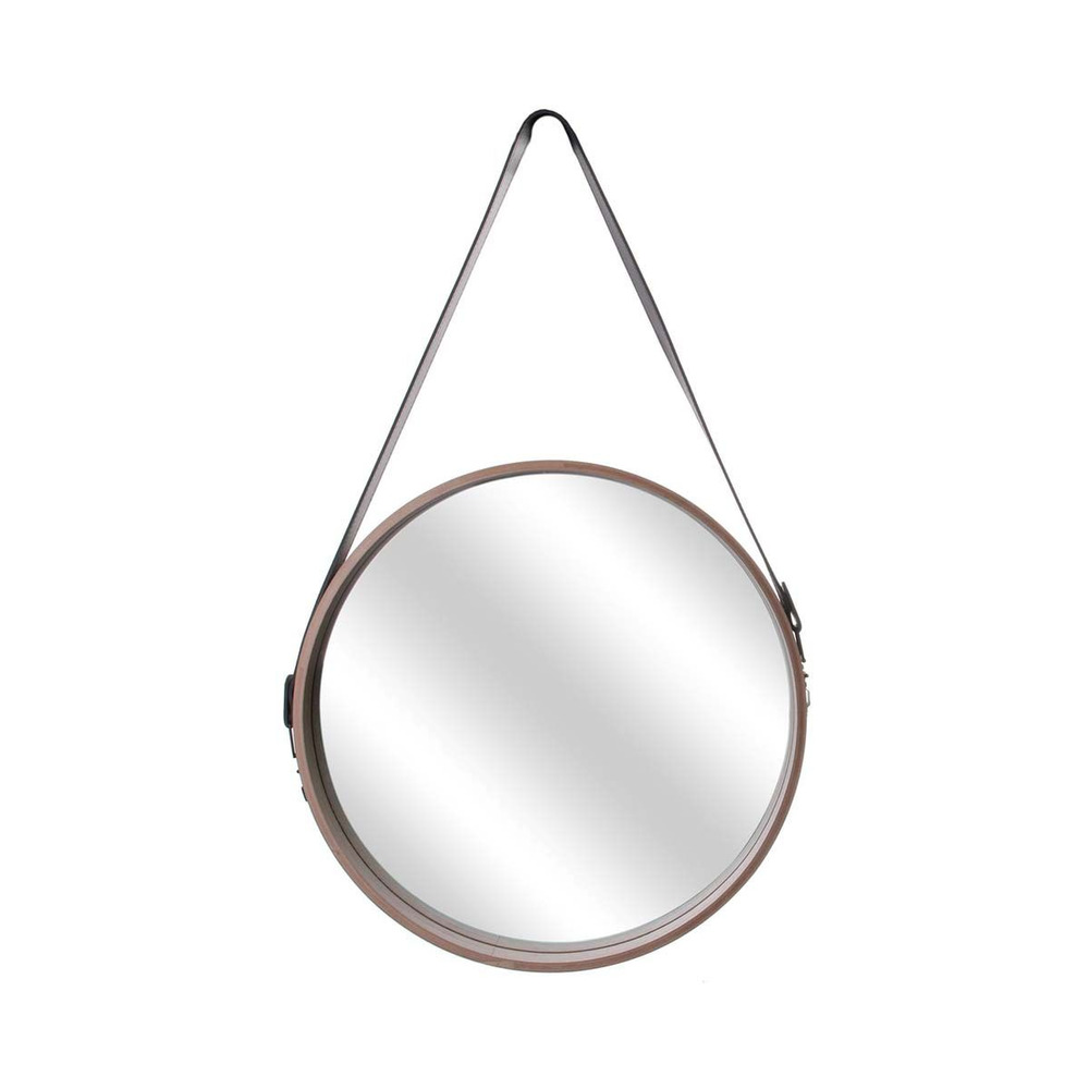 Miroir rond avec anse en pu barber 40 cm