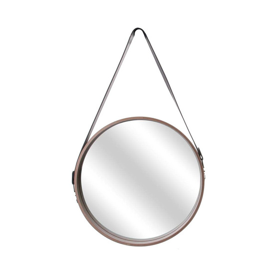 Miroir rond avec anse en pu barber 40 cm