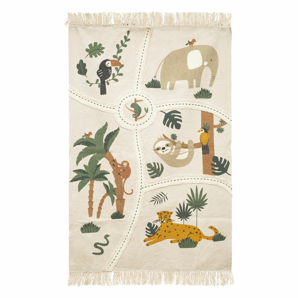 Tapis enfant en coton jungle - 100 x 150 cm