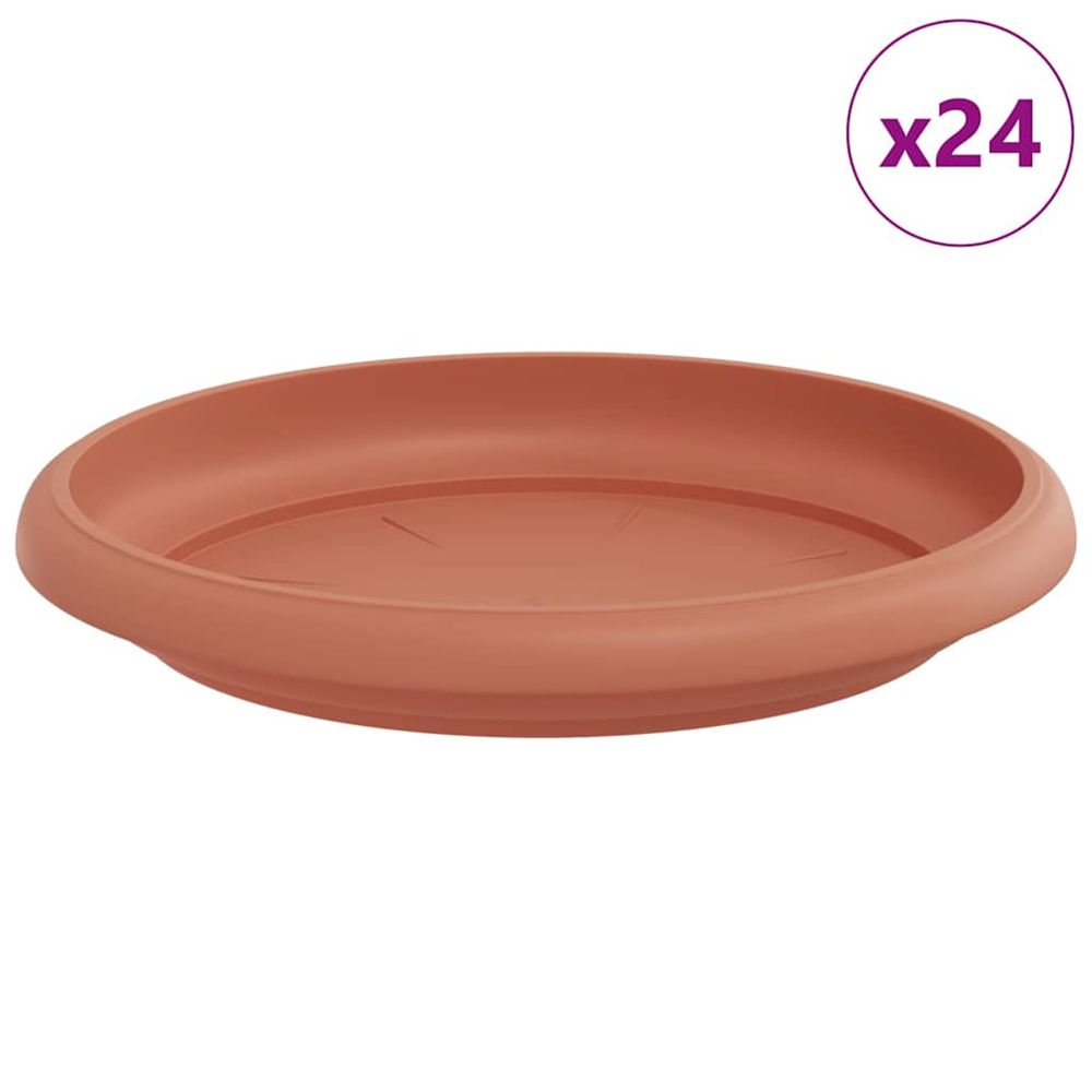 Plateau à fleurs rond 24 pc rouge brique ø 14 x 2 cm plastique