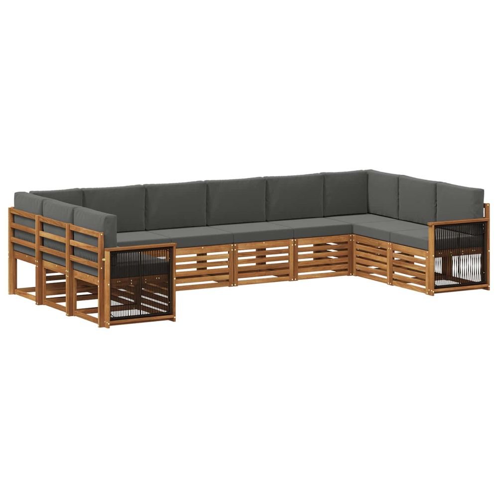 Ensemble de canapés d'extérieur 7 pc naturel et anthracite