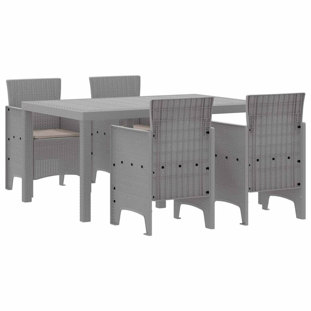 Ensemble de salle à manger pour jardin 5 pcs gris clair