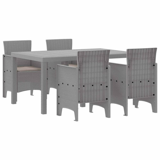 Ensemble de salle à manger pour jardin 5 pcs gris clair
