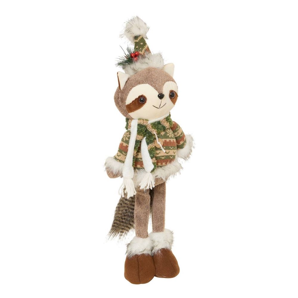 Raton laveur de noël marron et vert h. 48 cm
