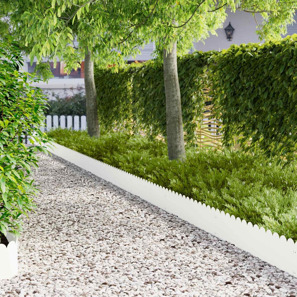 Bordure pelouse acier extérieur aménagement paysager 103x25cm blanc