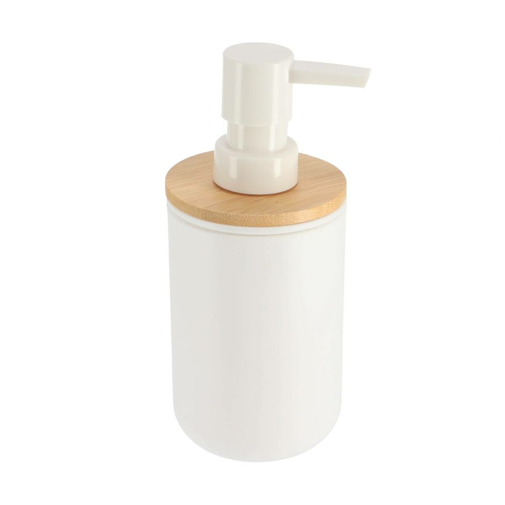 Distributeur a savon ps/bambou 300 ml - blanc/bambou