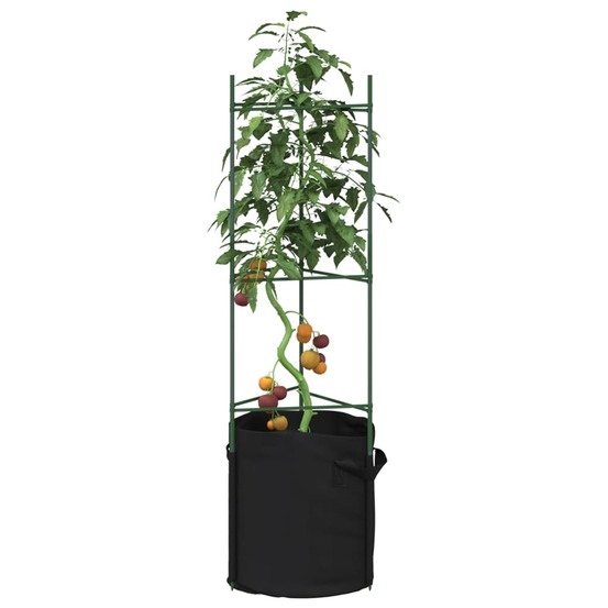 Cages à tomates avec sacs à plantes 8 pcs 116 cm acier et pp