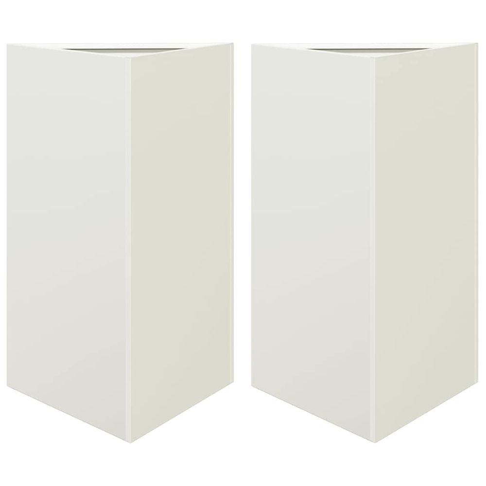 Jardinière d'extérieurs 2 pcs blanc triangulaire 50x43x75 cm acier