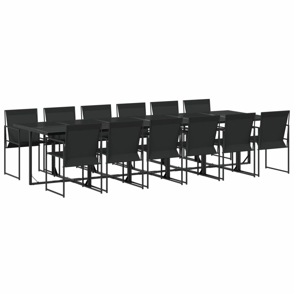 Ensemble à manger de jardin 13 pcs noir textilène