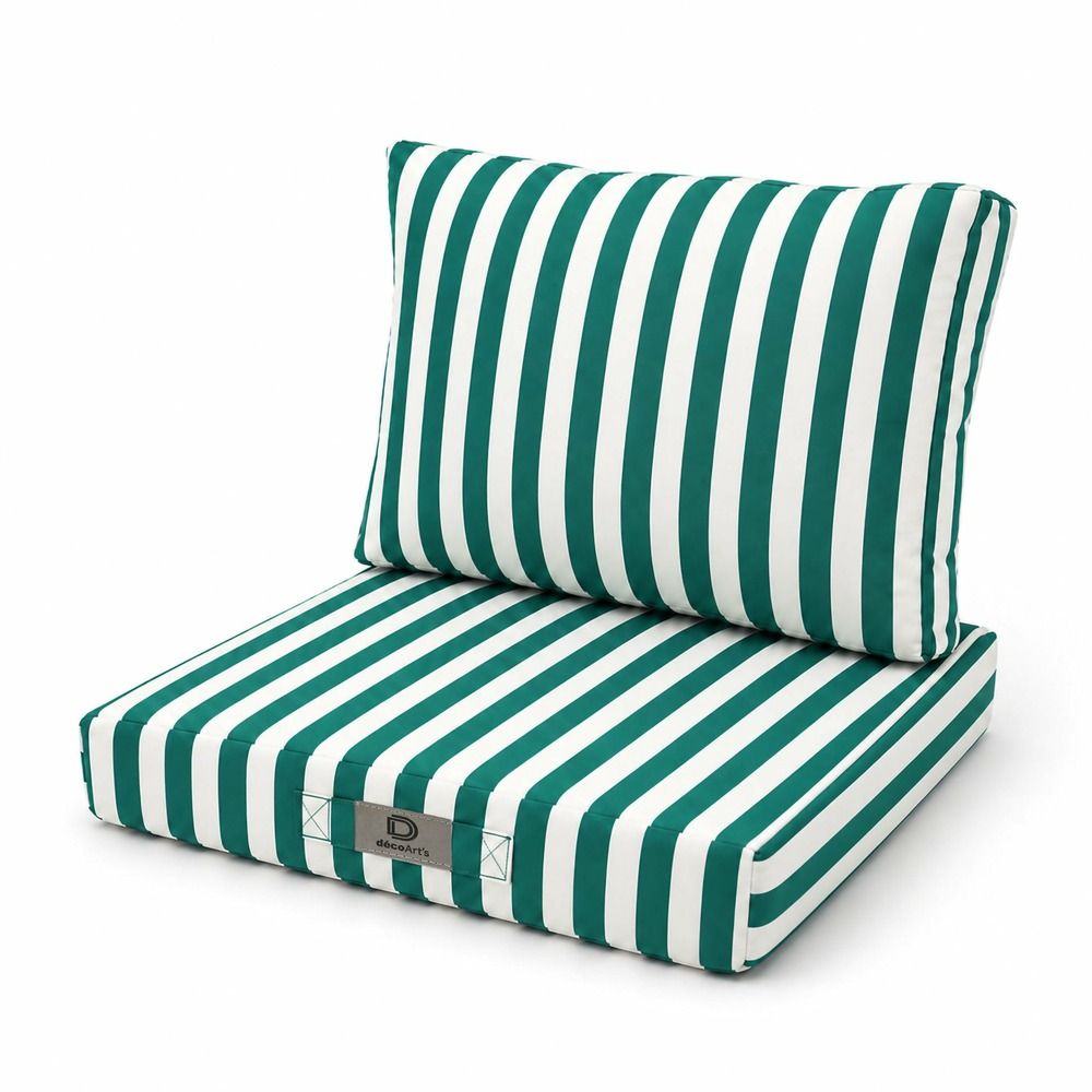Coussins pour salon de jardin déhoussable 50x50cm rayure vert