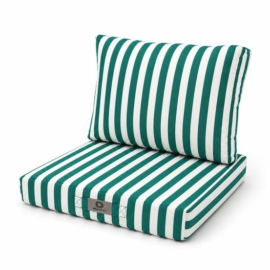 Coussins pour salon de jardin déhoussable 50x50cm rayure vert