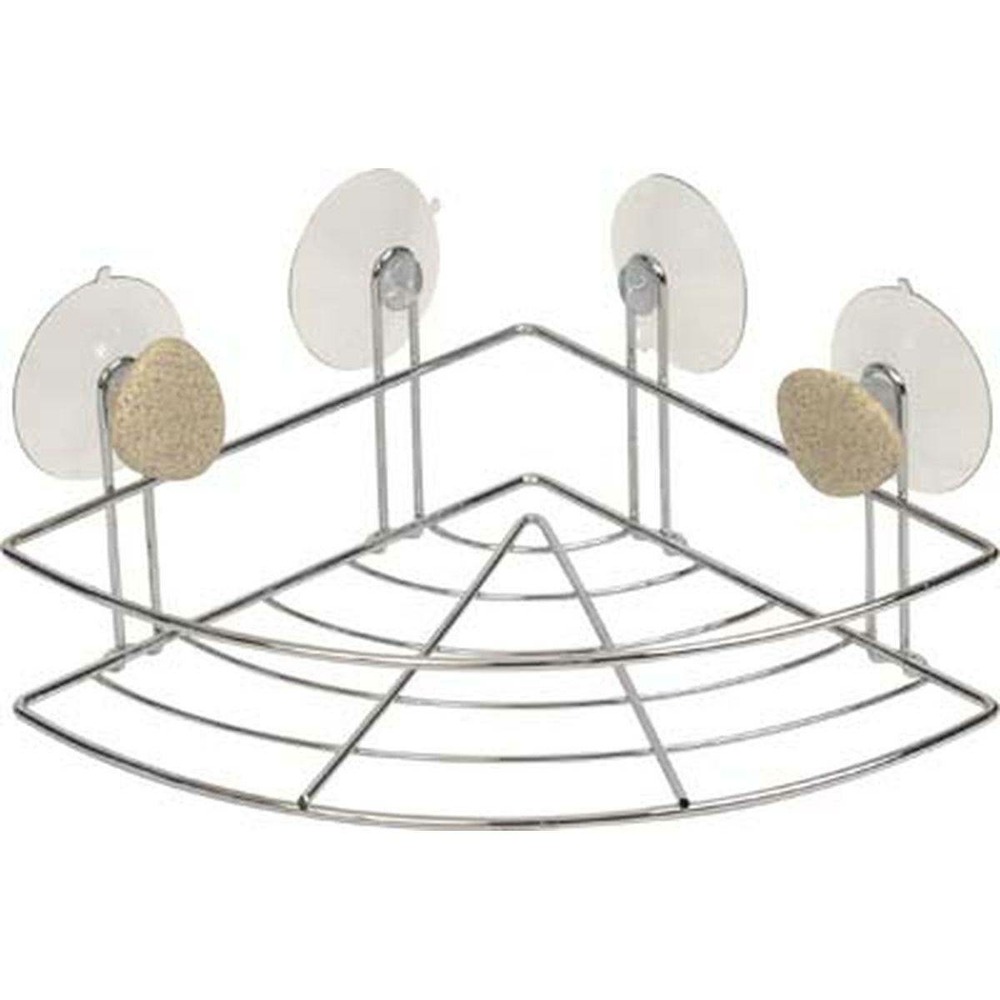 Etagere metal d'angle sur 4 ventouses/2 deco - galet