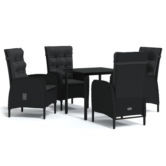 Ensemble à manger de jardin avec coussins 5 pcs noir