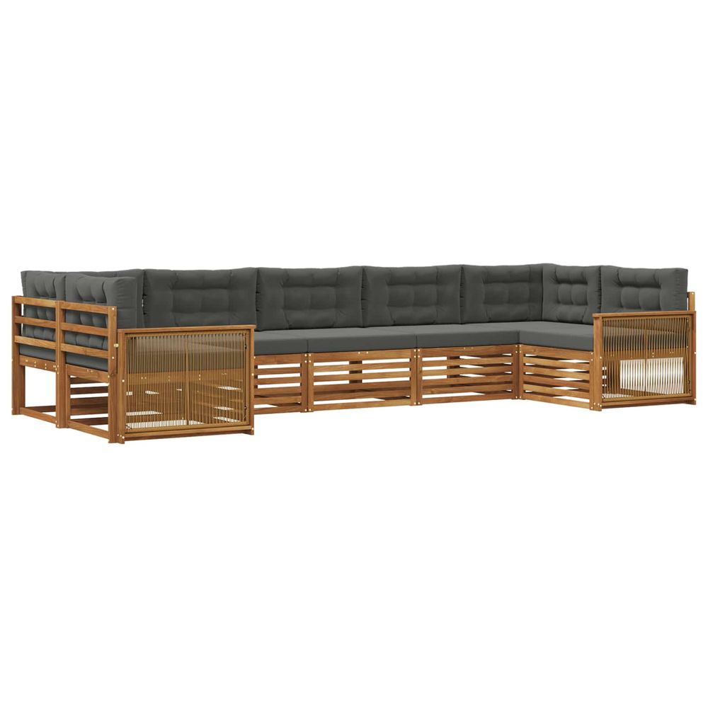 Ensemble de canapés d'extérieur 7 pc naturel et anthracite