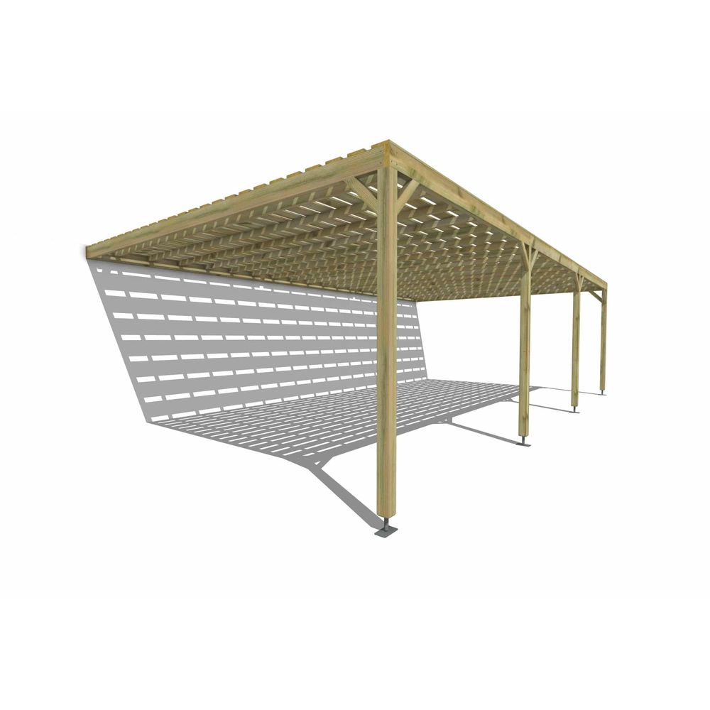Pergola bois • 9m x 5m • adossée • sens profondeur • platelage bois • livraison comprise