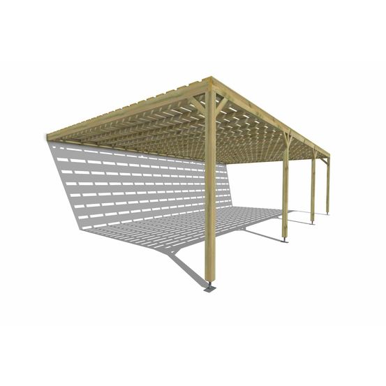 Pergola bois • 9m x 5m • adossée • sens profondeur • platelage bois • livraison comprise