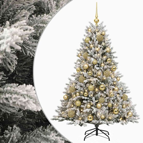 Sapin de noël artificiel avec boules 120 cm 150 led blanc chaud