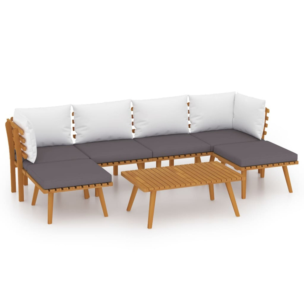 Salon de jardin 7 pcs avec coussins bois d'acacia solide
