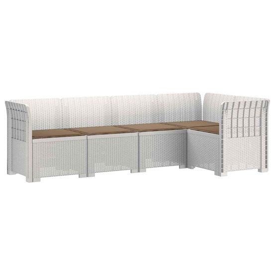 Canapé de jardin 5 places avec coussins aspect rotin pp blanc