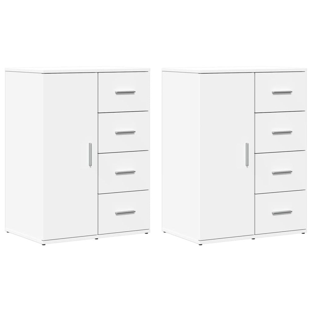 Buffets 2 pcs blanc 59x39x80 cm bois d'ingénierie