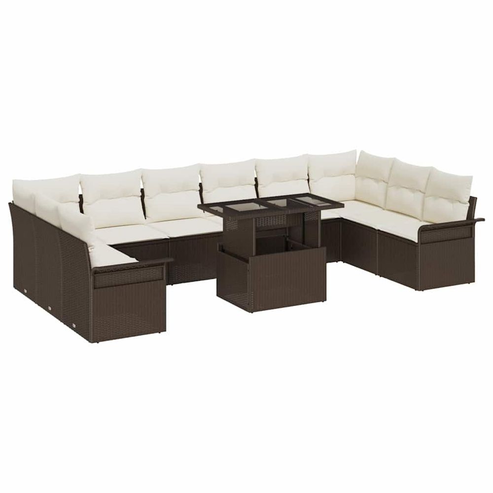 Ensemble de canapé de jardin 11 pc marron poly rattan