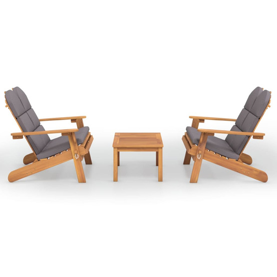 Ensemble de salon de jardin adirondack 3 pcs bois acacia solide
