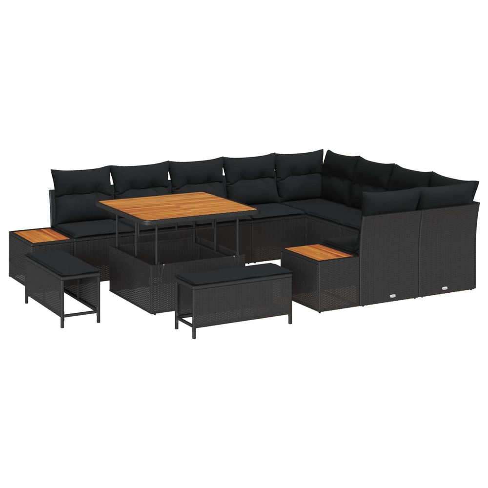 Ensemble de canapé de jardin 12 pièces 11-nombre de places noir