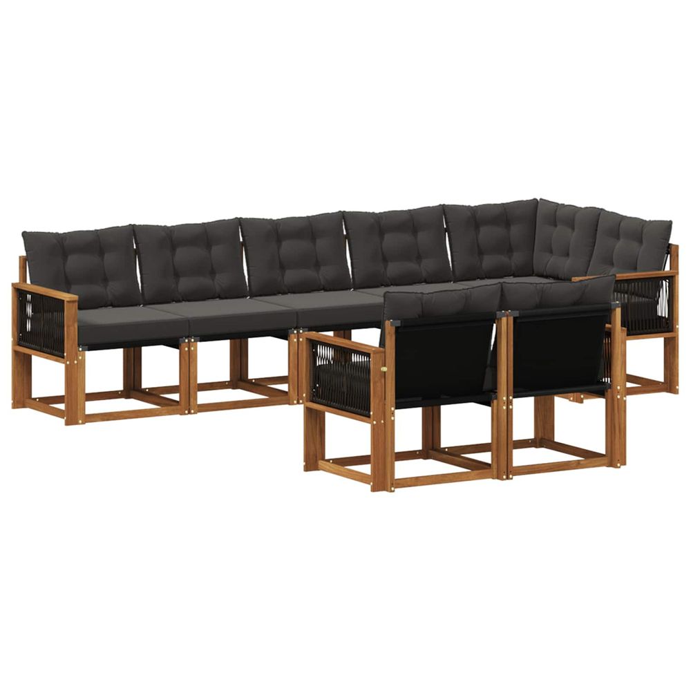 Ensemble de canapés d'extérieur 8 pc naturel et noir