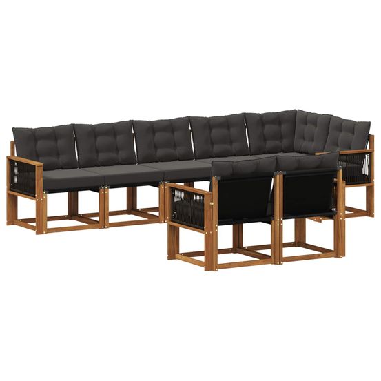 Ensemble de canapés d'extérieur 8 pc naturel et noir