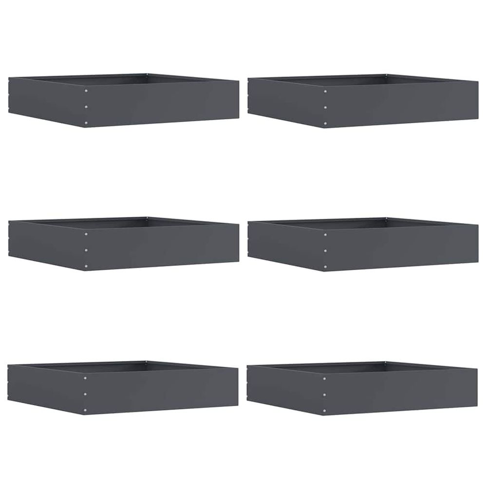 Bordure de pelouse 6 pc 60 x 60 x 13 cm acier anthracite