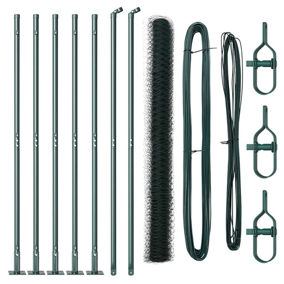 Clôture avec poteaux vert 1.4 x 10 m acier recouvert de pvc