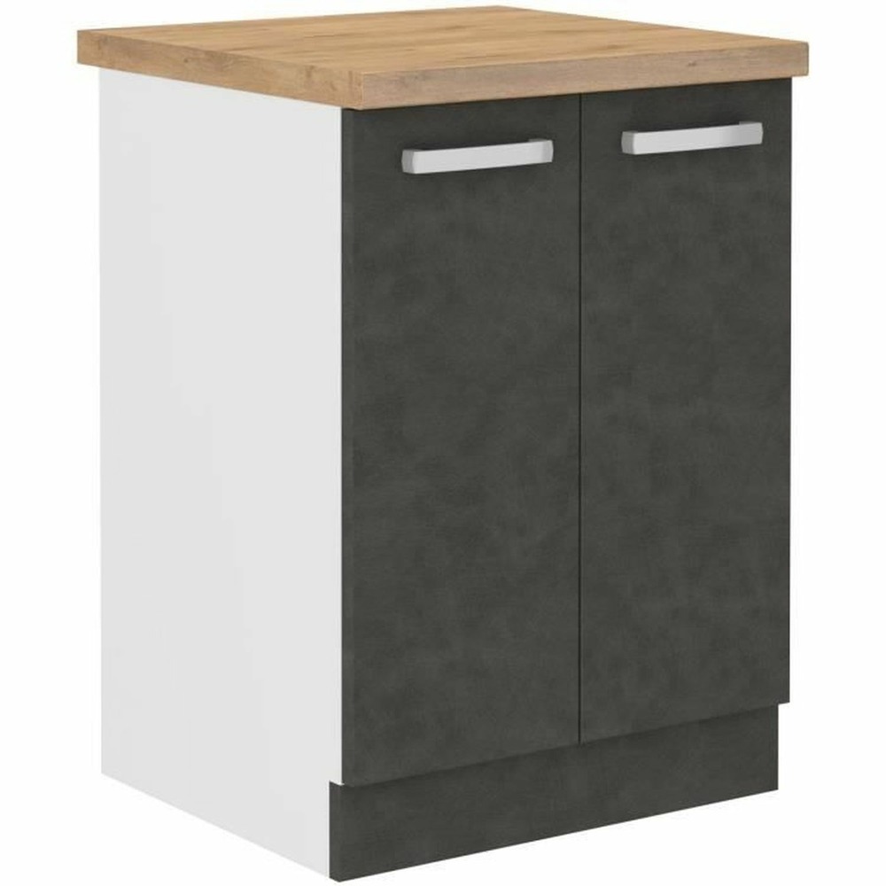 Meuble bas 2 portes battantes - gris mat - 60 x 51,6 x 85 cm - lassen