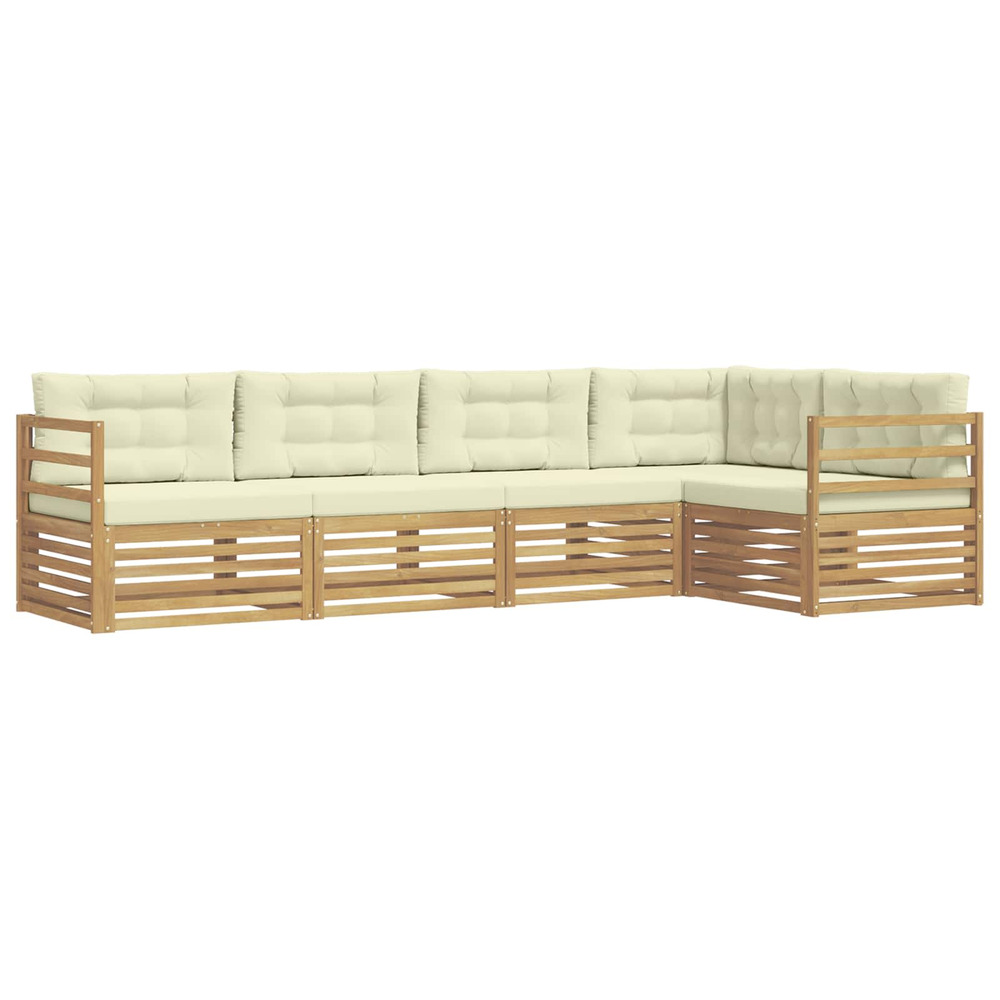 Ensemble de canapés d'extérieur 5 pcs blanc et crème polyester