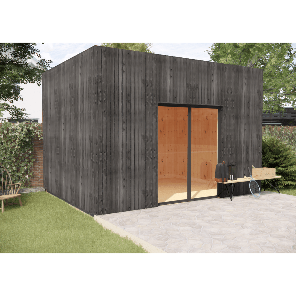 Studio de jardin re2020 en bois 4,4 x 3,5 x 3,2 m / isolation re2020 avec plancher isolé / menuiseries alu k-line