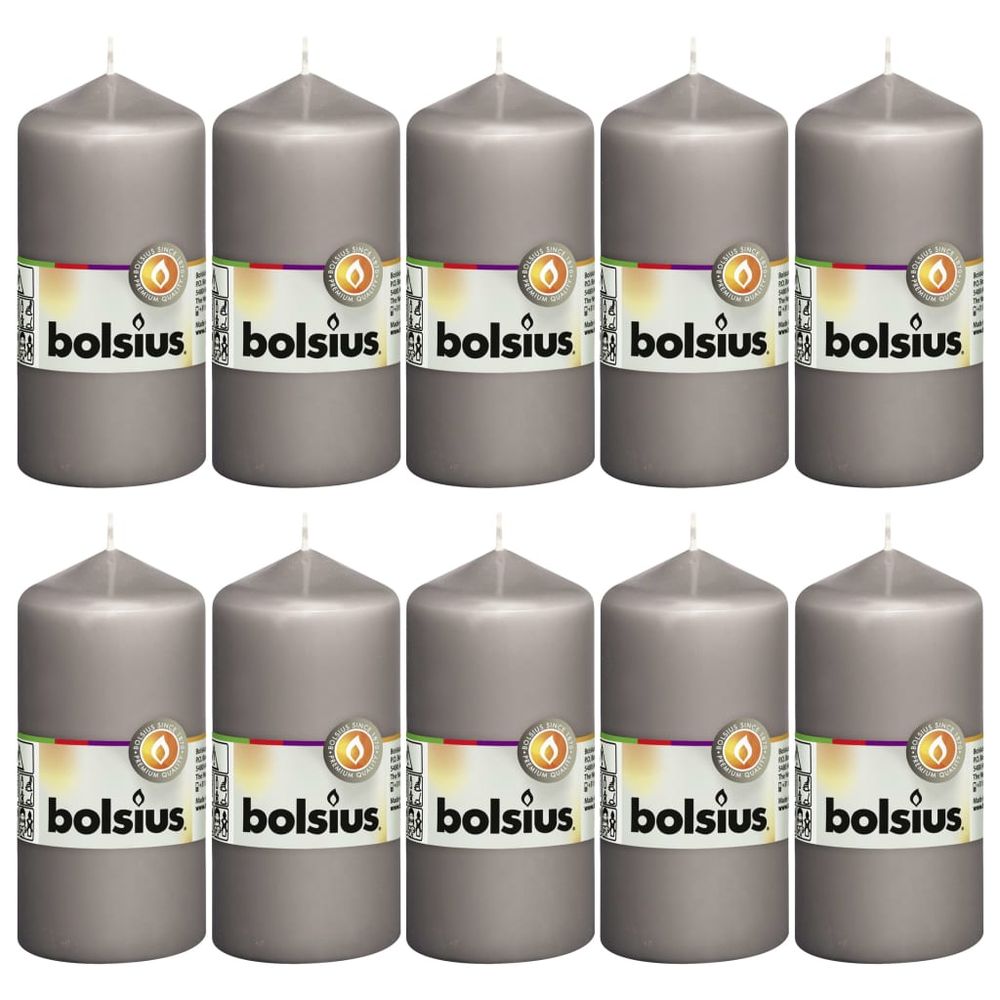 Bougies pilier 10 pcs 120x58 mm gris chaud