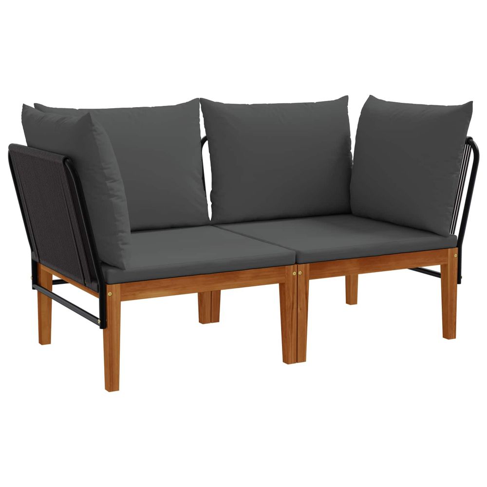 2 pc bois d'acacia massif et corde naturel