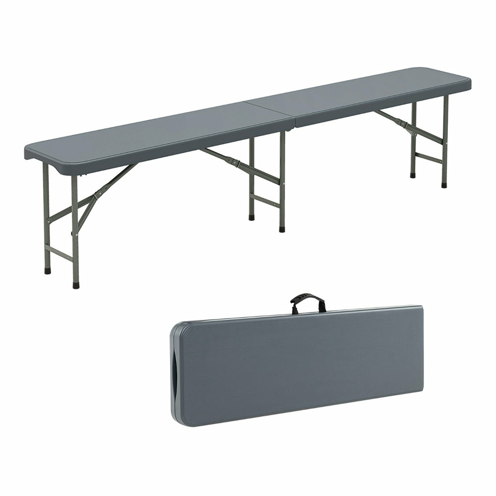 Banc de jardin pliable 180 x 30 x 43 cm capacité 600 kg design pratique et décoratif en hdpe gris