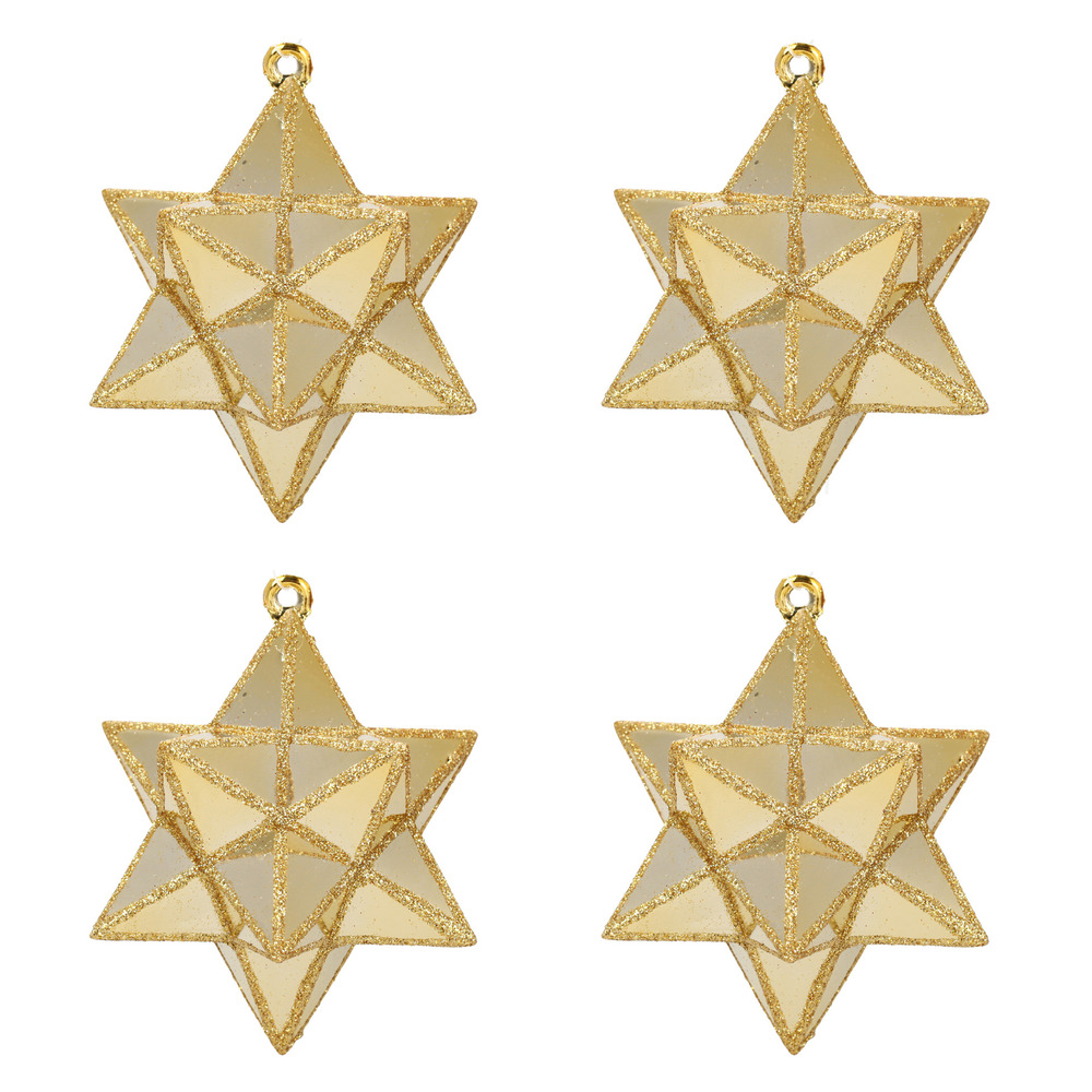 Set de 4 etoiles de noel dore