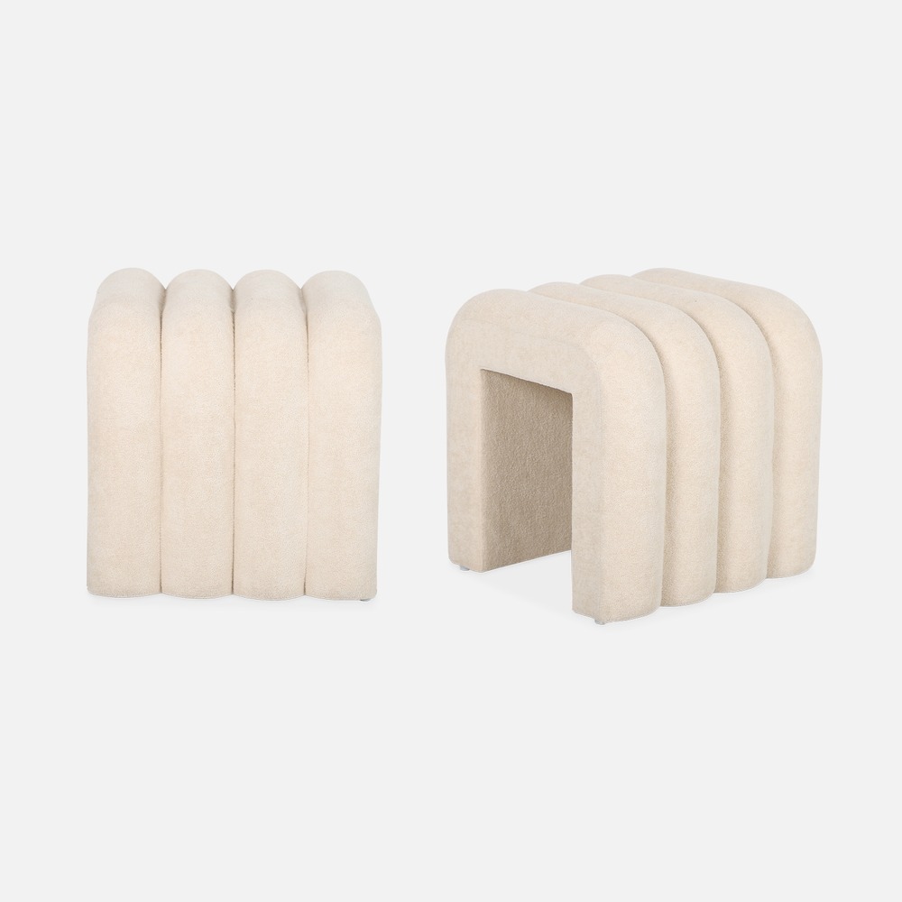 Set de 2 poufs contemporains en tissu