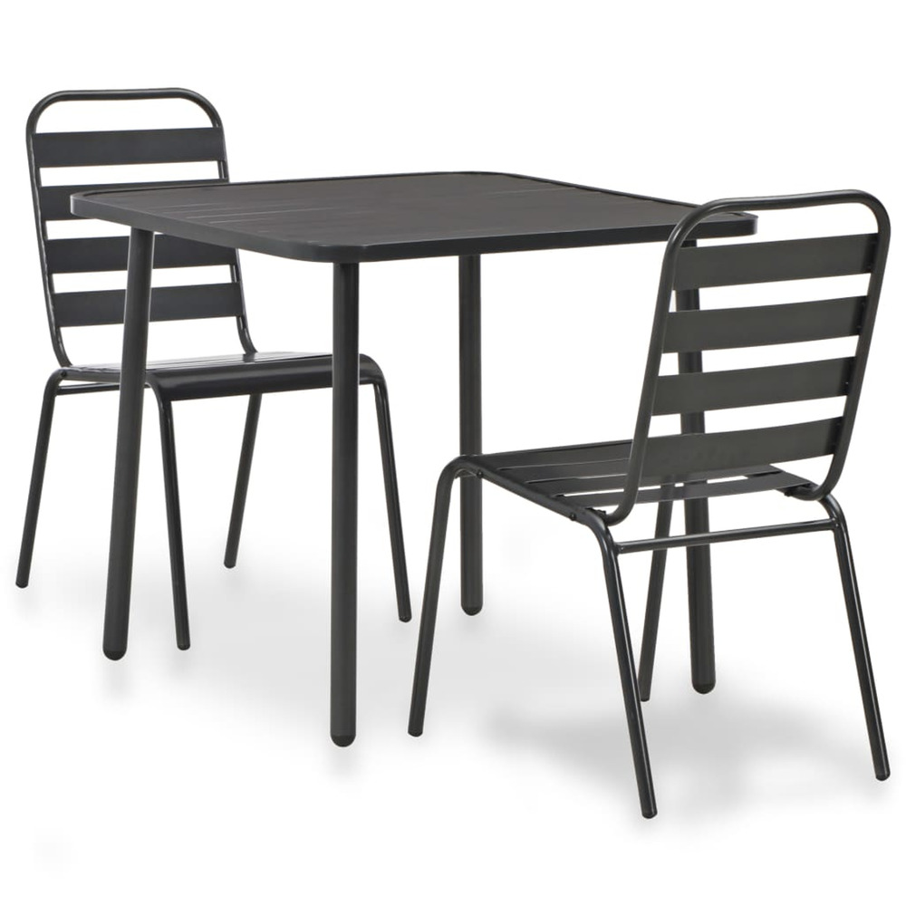 Mobilier de bistro 3 pcs Acier Gris foncÃ©
